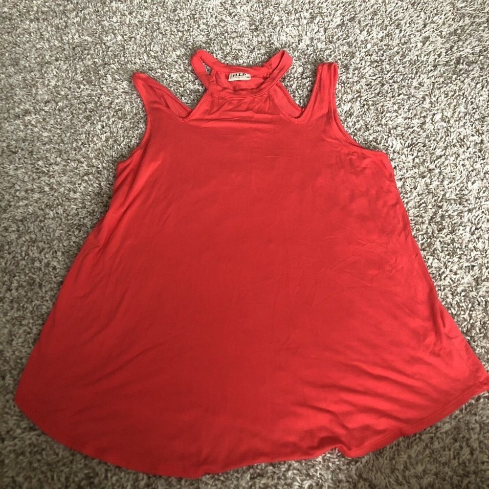 H.I.P. Long Sleeve Red Detail Neck Cold Shoulder Large Medium Shirt